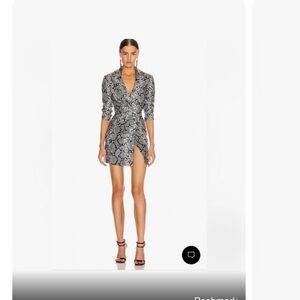 Retrofete Willa lamb leather shirt dress grey snakeskin print size S NWT